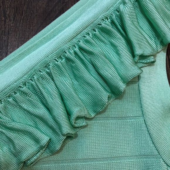 Y2K French Connection Classic One Shoulder Mint Green Bandage Dress - Picture 16 of 17